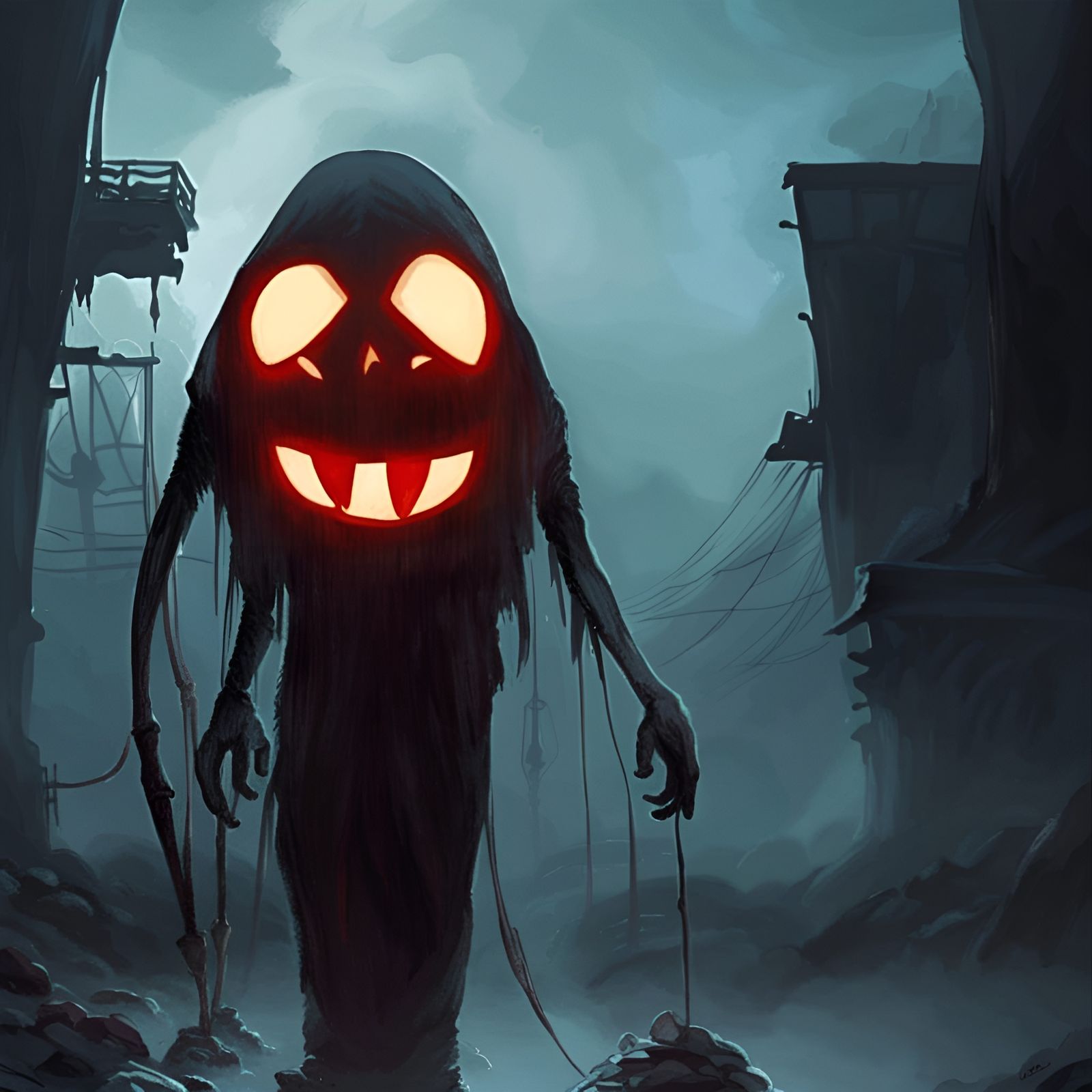 Sinister Figure in Smiley Mask, Digital Art