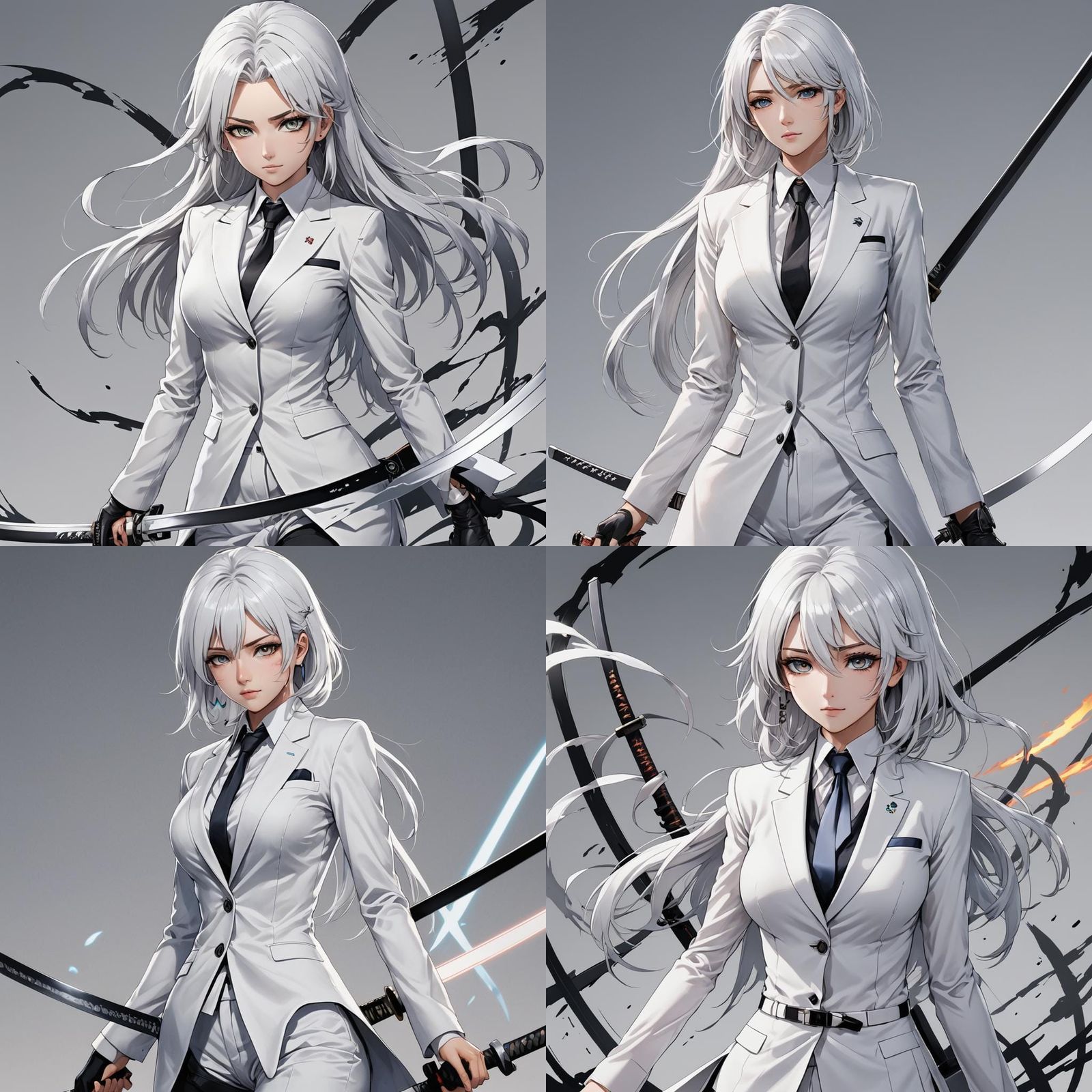 Ethereal Woman with Katana in Anime Key Visual Style