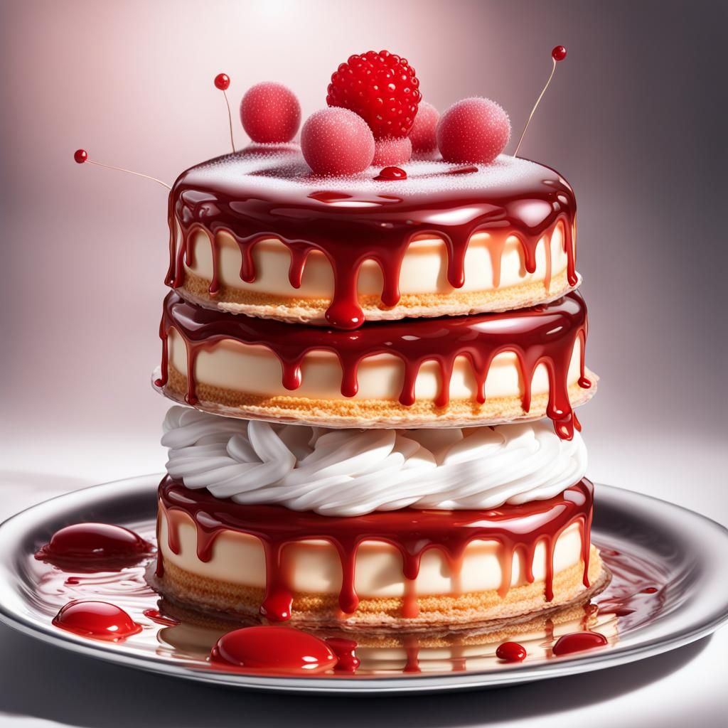 French Pastries in Paris Shop: Hyperrealistic Splash Art