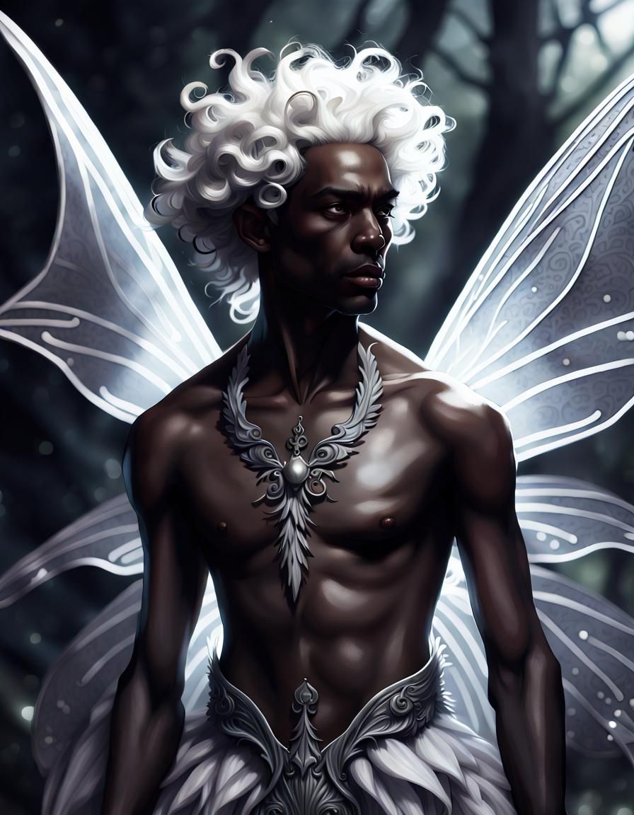 Mysterious Black Skinned Male Fairy in Burton Style