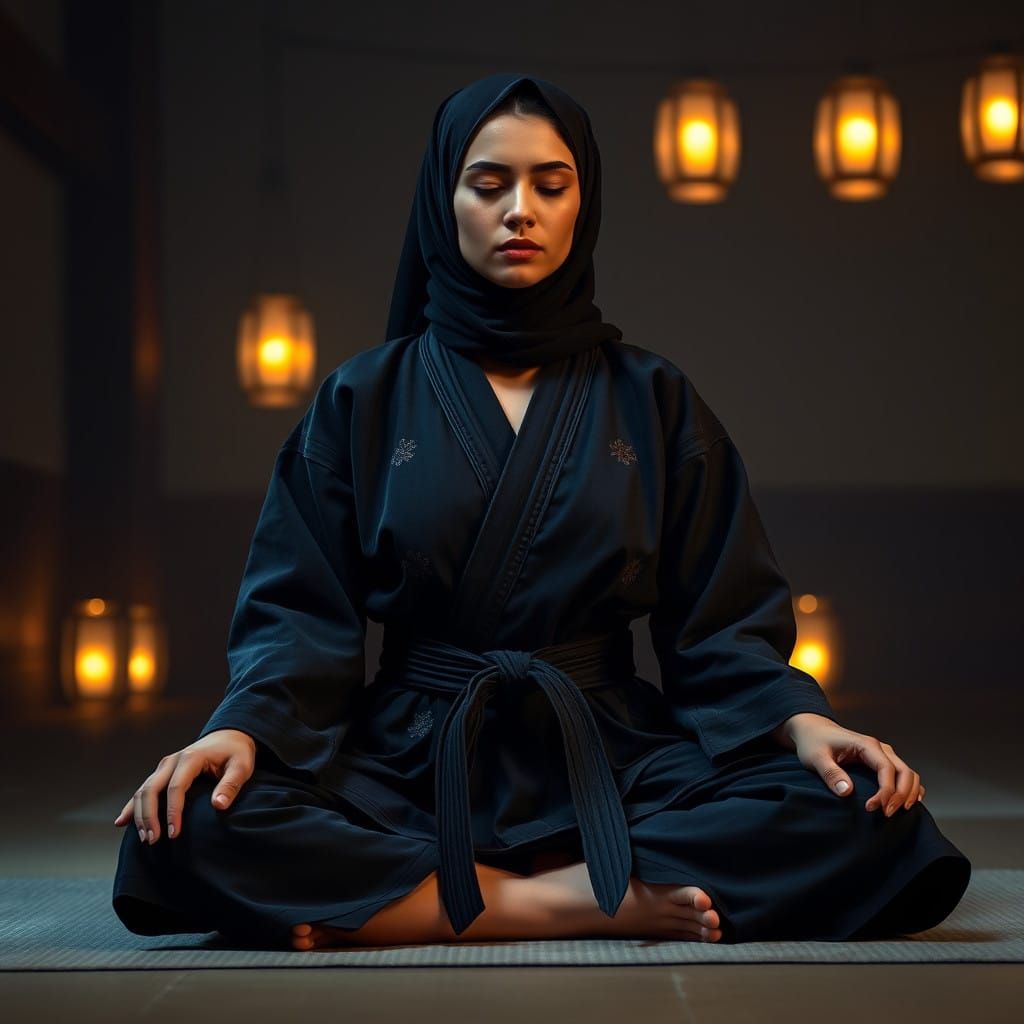 Persian Karate Master in Deep Meditation