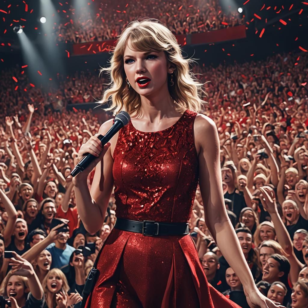 Taylor Swift Concert Performance in Red