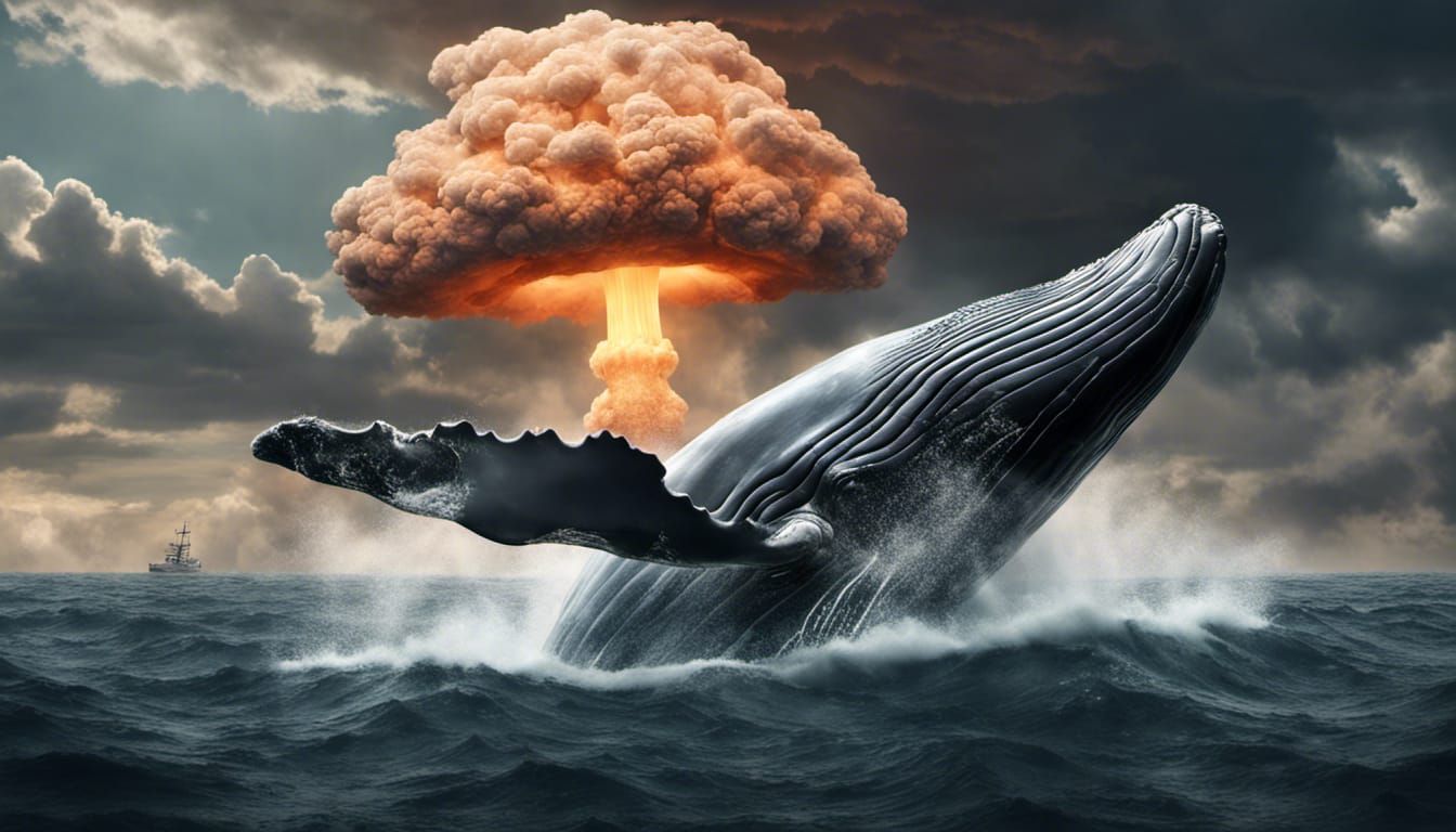 Whale Emerges from Ocean with Nuclear Cloud