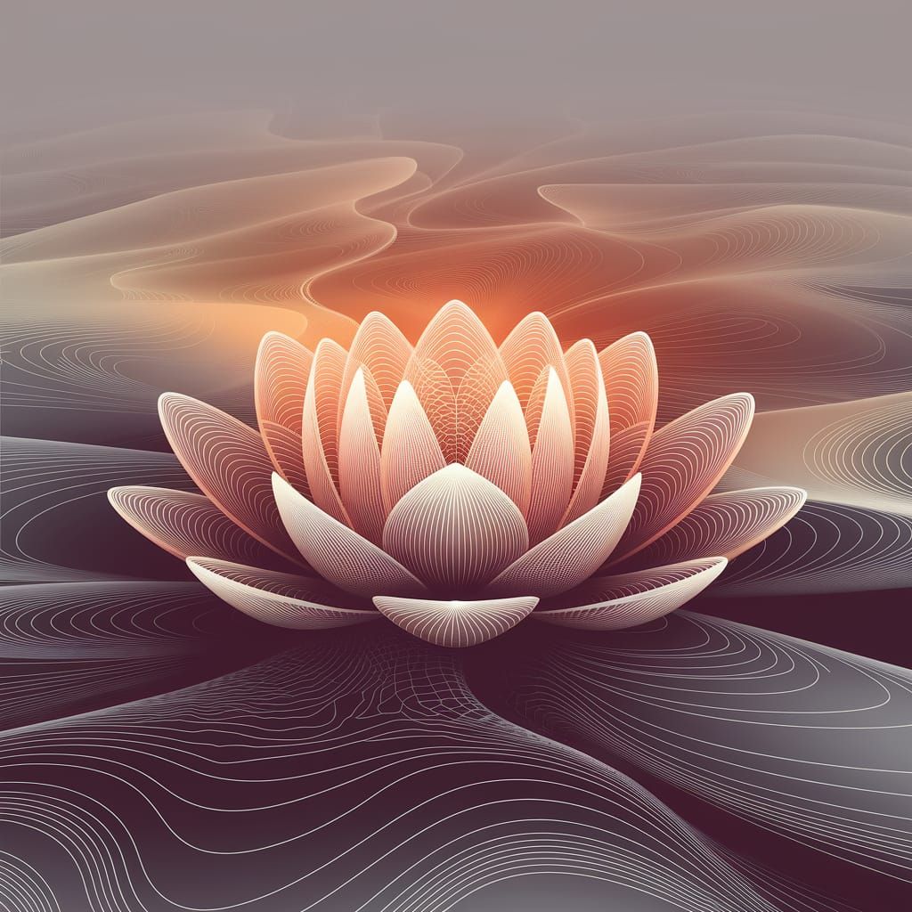Ethereal Abstract Lotus in Fractal Sea