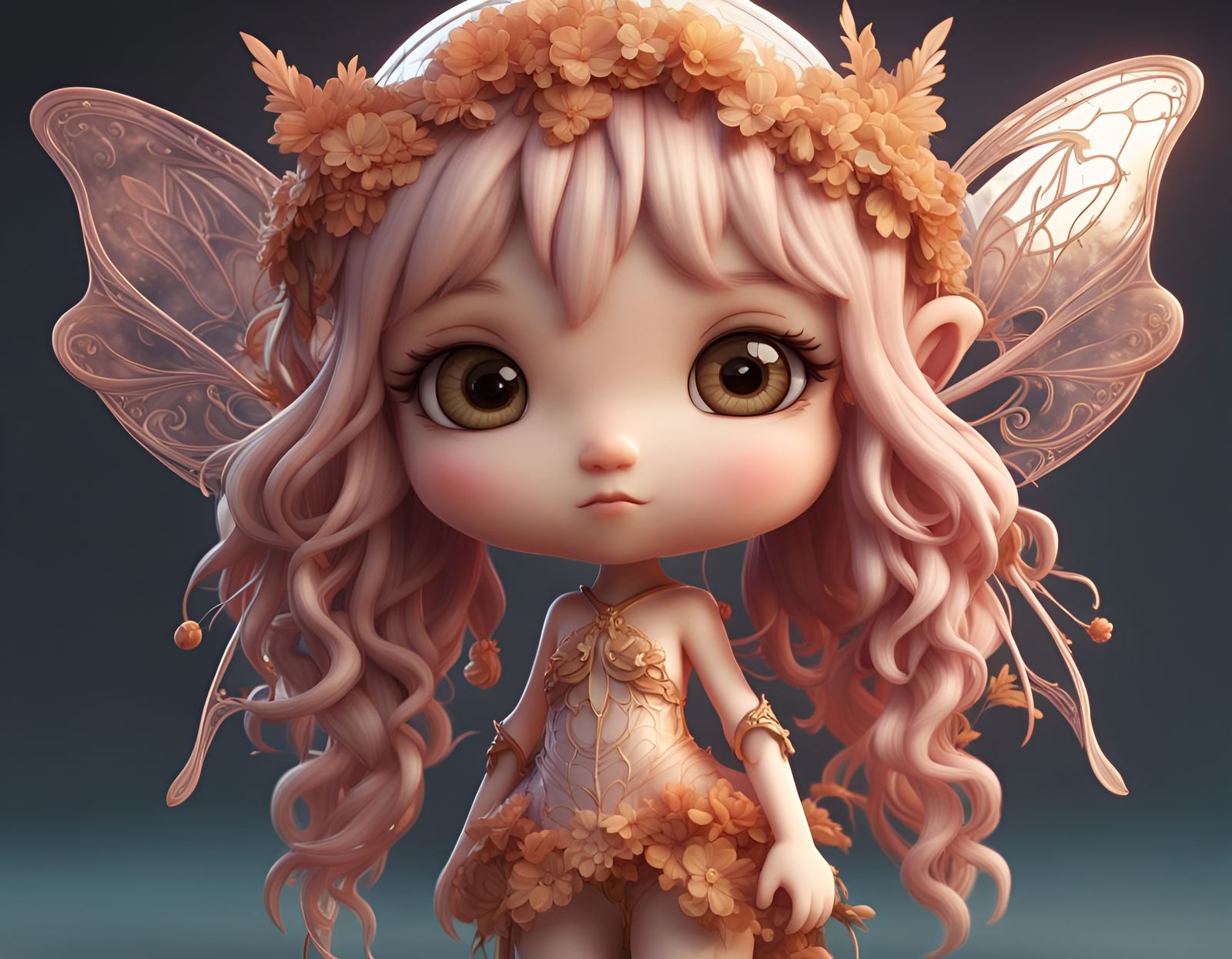 Detailed Chibi Fairy in Soft Warm Colors