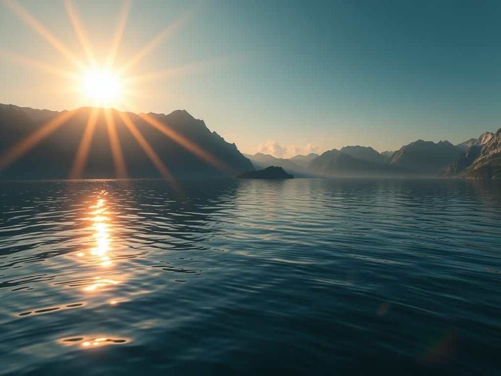 Breathtaking Photorealistic Mountain Lake at Sunset in Stunn...