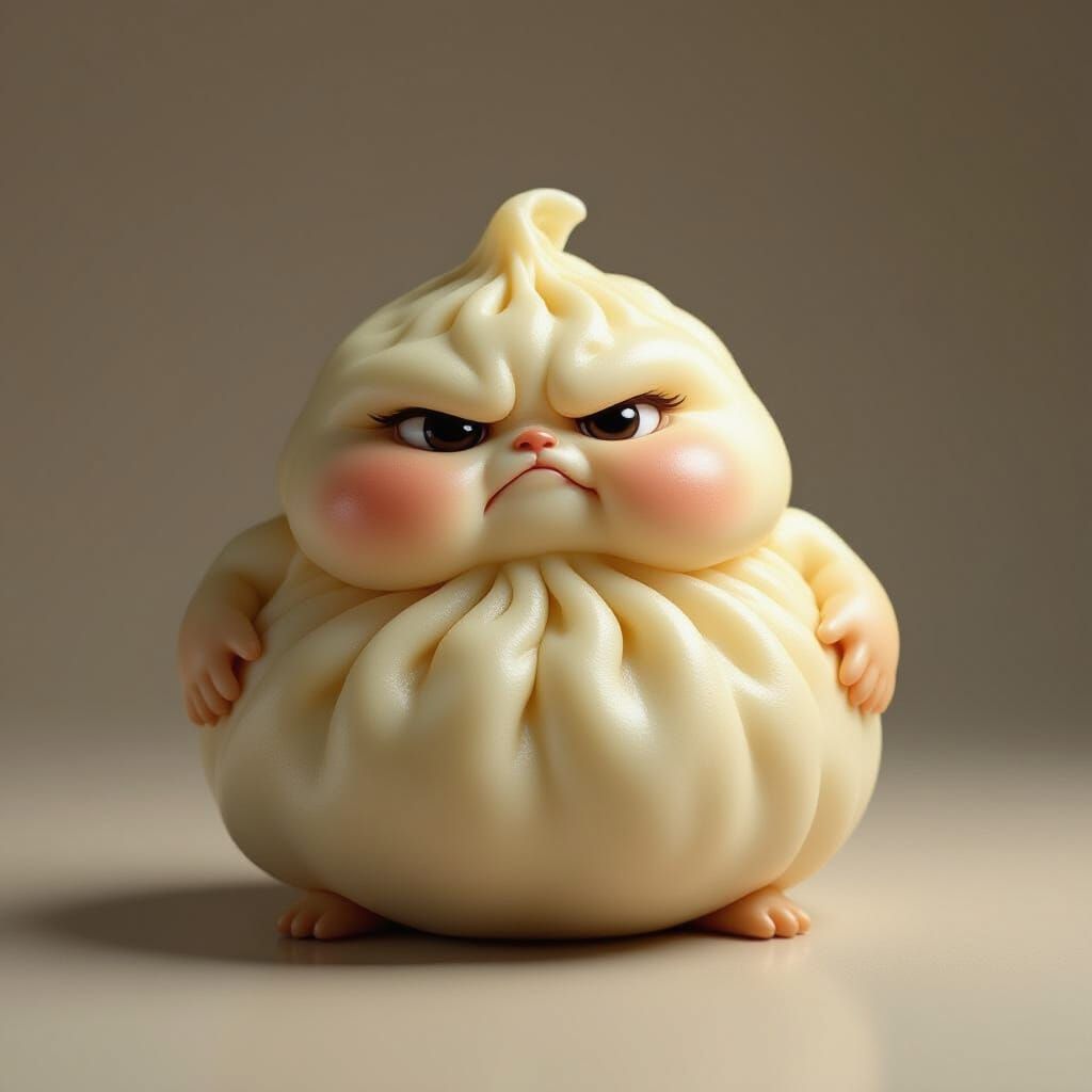 Hyperrealistic Unappealing Dumpling in Chiaroscuro