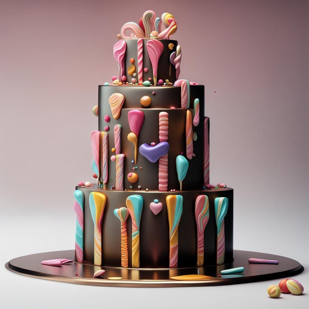 Brutalist Metal Wedding Cake Sculpture in Candy Art Style