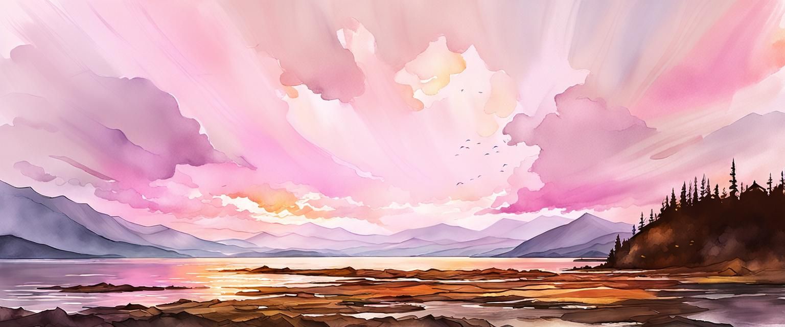 Coastal Digital Matte Painting in Sunsetpunk Style