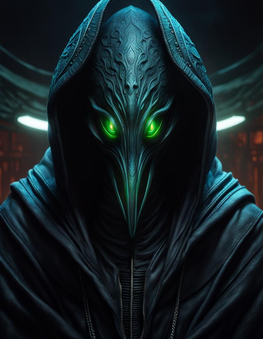 Eldritch Alien Creature in Dark Academia Horror Style