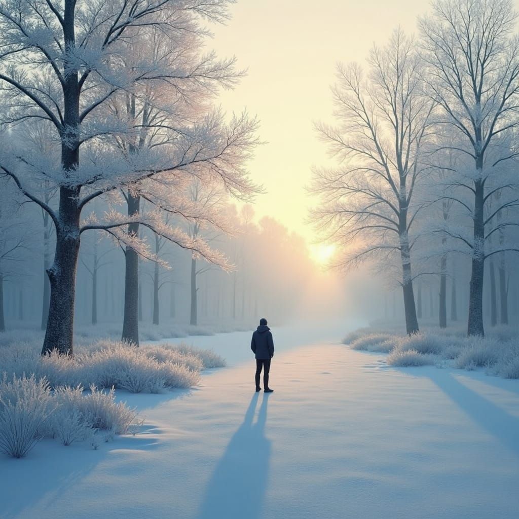 Icy Forest Panorama at Dawn