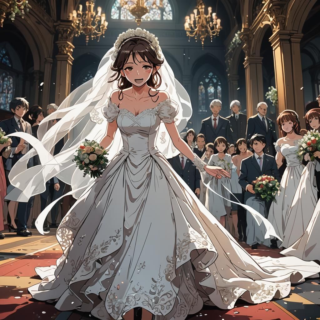 Crying Bride's Escape: Anime Cel-Shaded Art