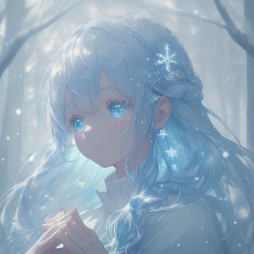 Icy Girl Portrait in Watercolor Style