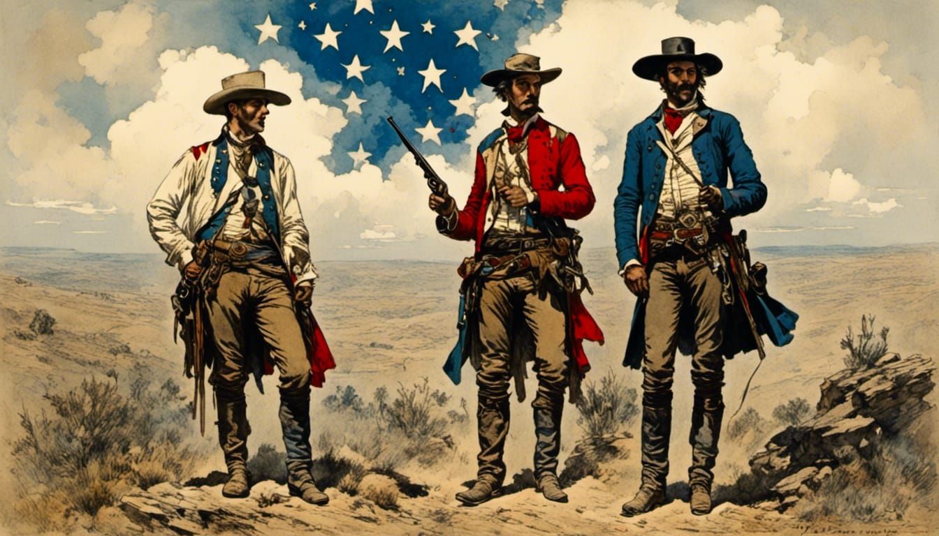 Western Gunslingers Duel in Starry Old West Town