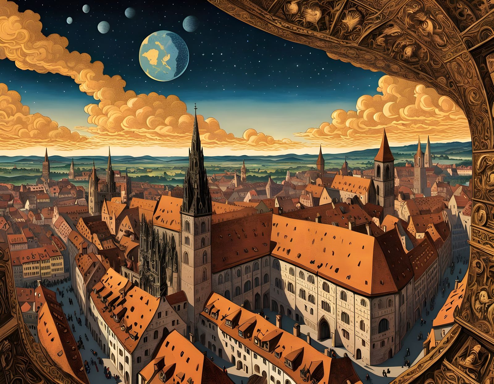 Nuremberg Celestial Spectacle: Renaissance Woodcut Illustrat...