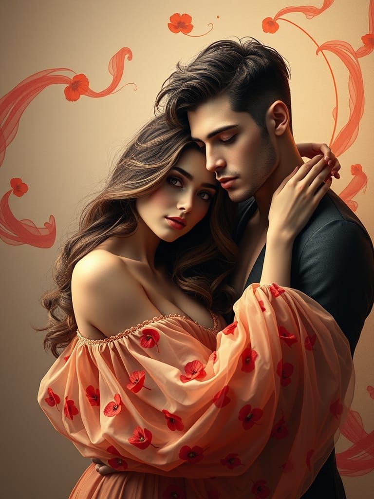 Romantic Realism in Charcoal and Painting - Intimate Moment ...