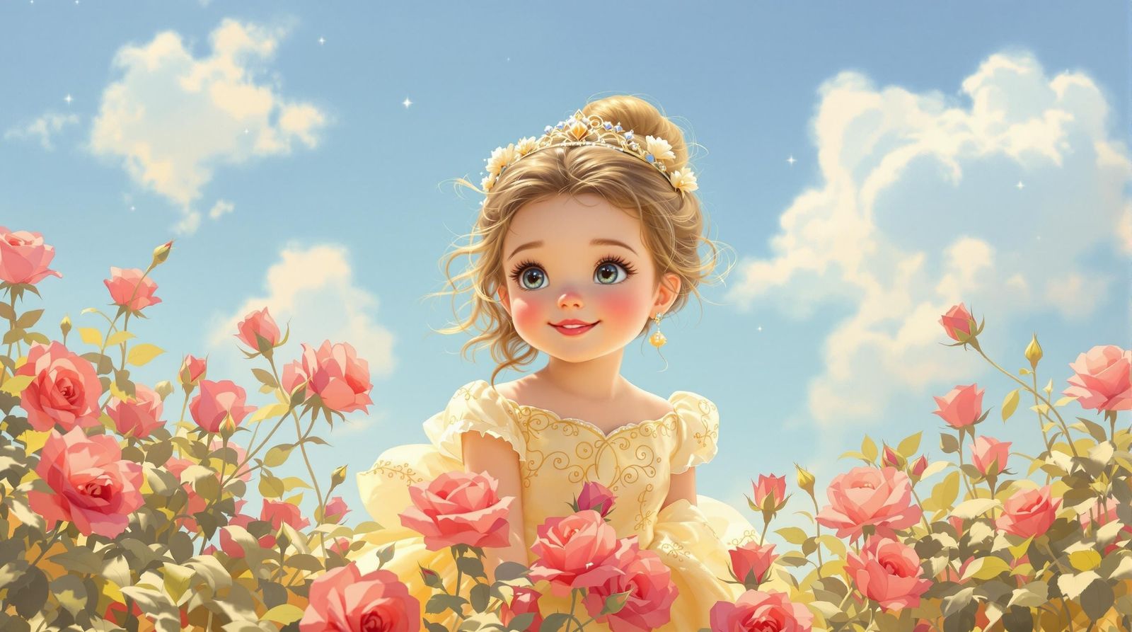 Enchanting Princess Belle Portrait in Sunny Garden