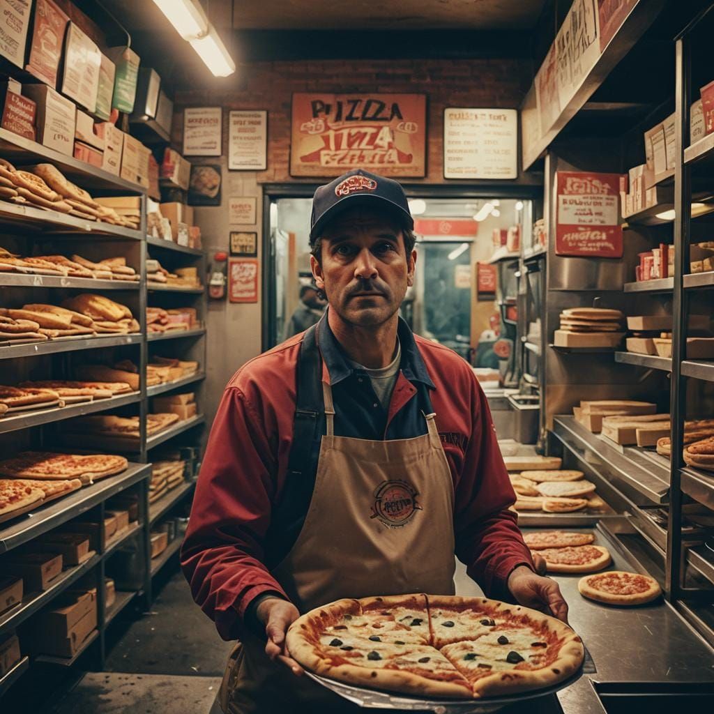 New York Pizza Man: Cinematic Film Still