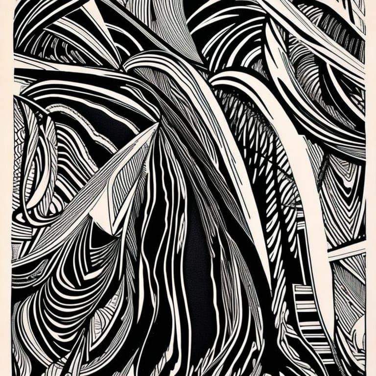 Detailed Abstract Pen and Ink Drawing with Gradients