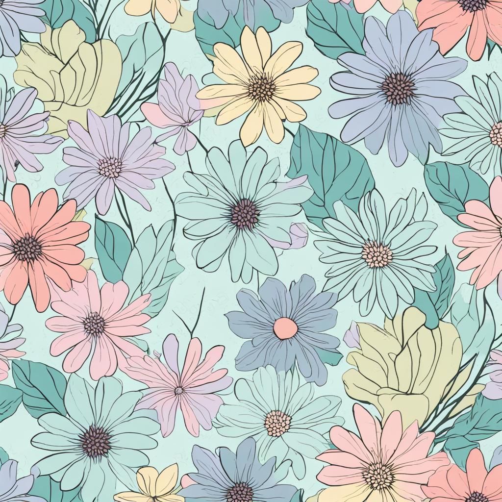 Pastel Tropical Flowers Seamless Pattern