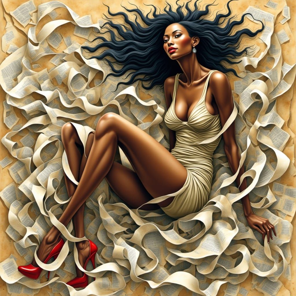 Pellucid Woman Enameled in Papercut Art, Vivaldi's Influence