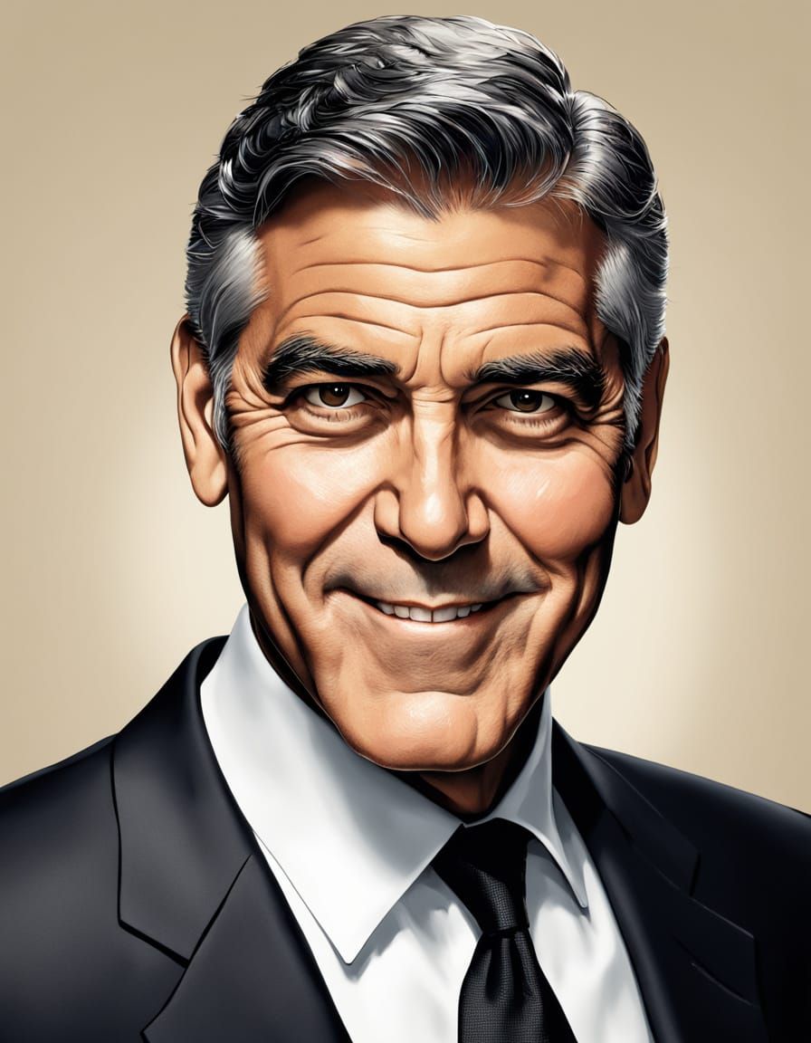 Realistic Portrait of Mature Man in Digital Cartoon Style
