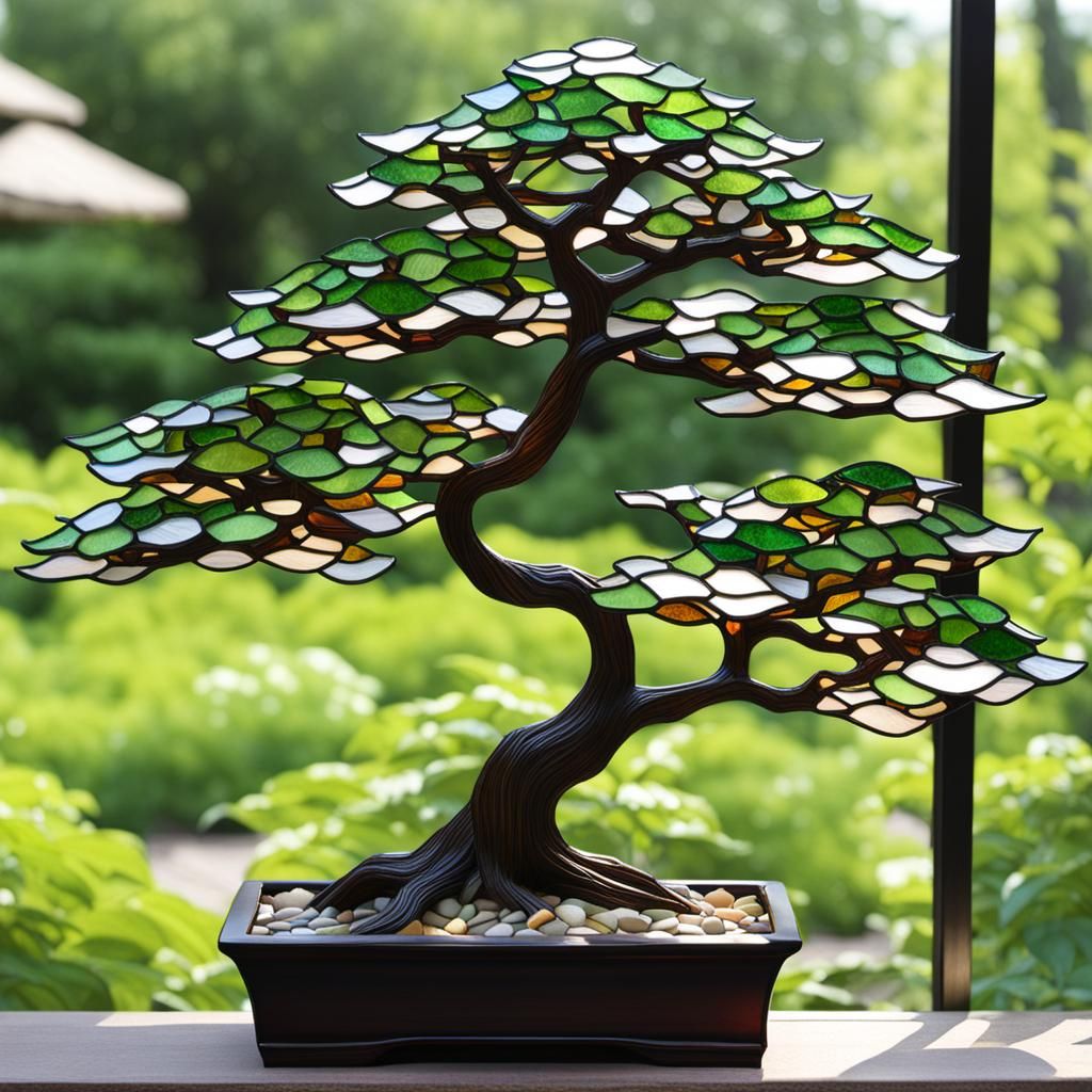 Stained Glass Bonsai Tree Art