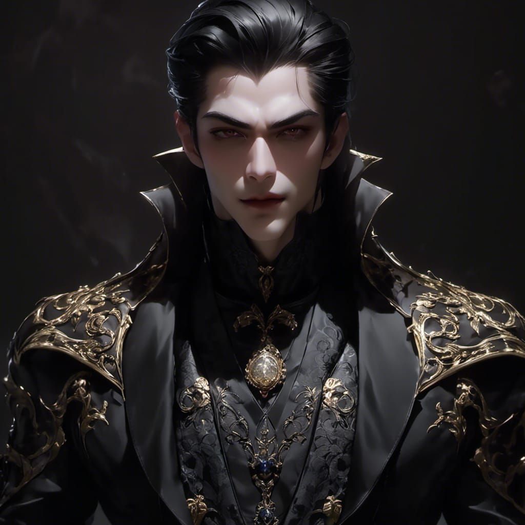 Handsome Vampire with Gothic Style and Anime Flair