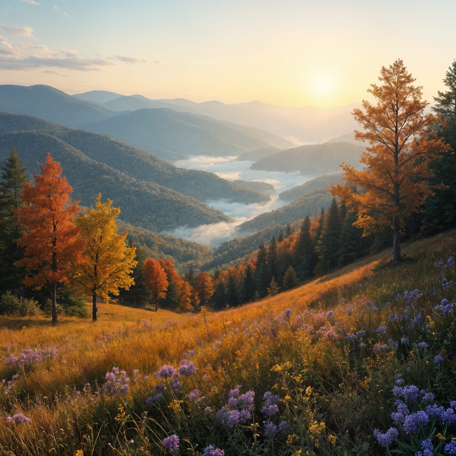 Pennsylvania Autumn Landscape: Detailed Matte Painting