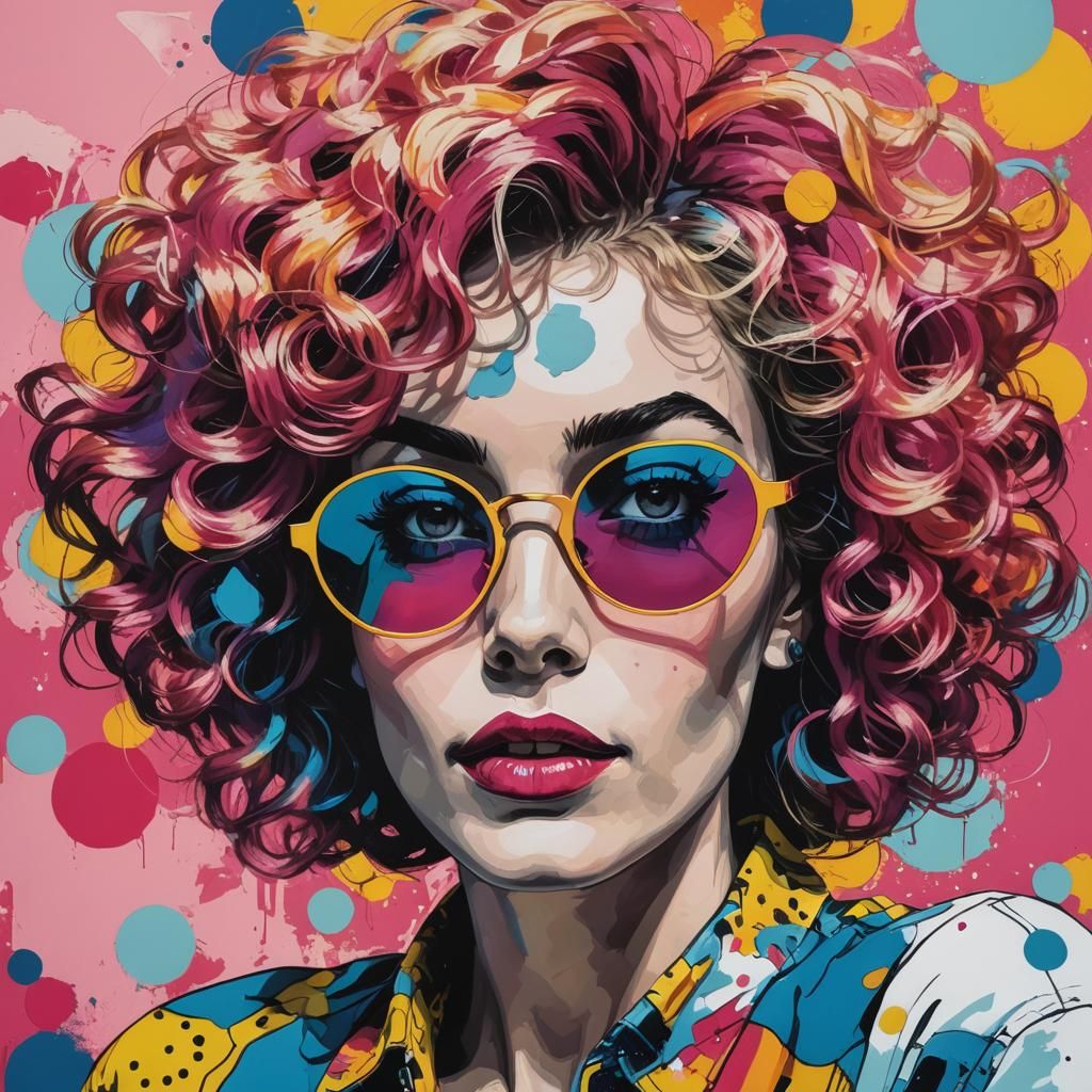 Pop Art Portrait of a Modern Blonde Woman