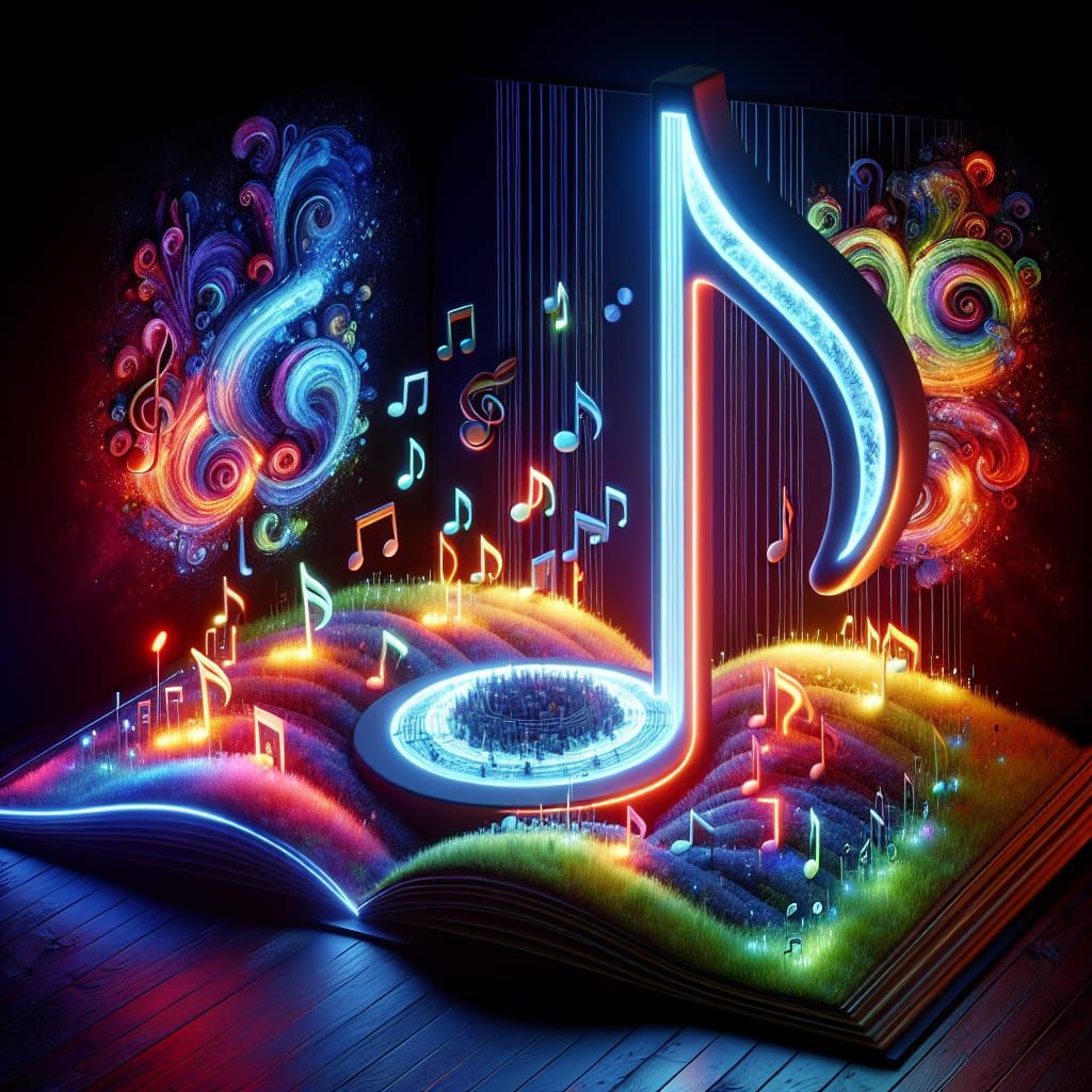Bioluminescent Musical Note Room: Rhythm and Melody
