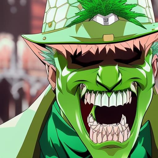 Green-Skinned Character with Jagged Teeth