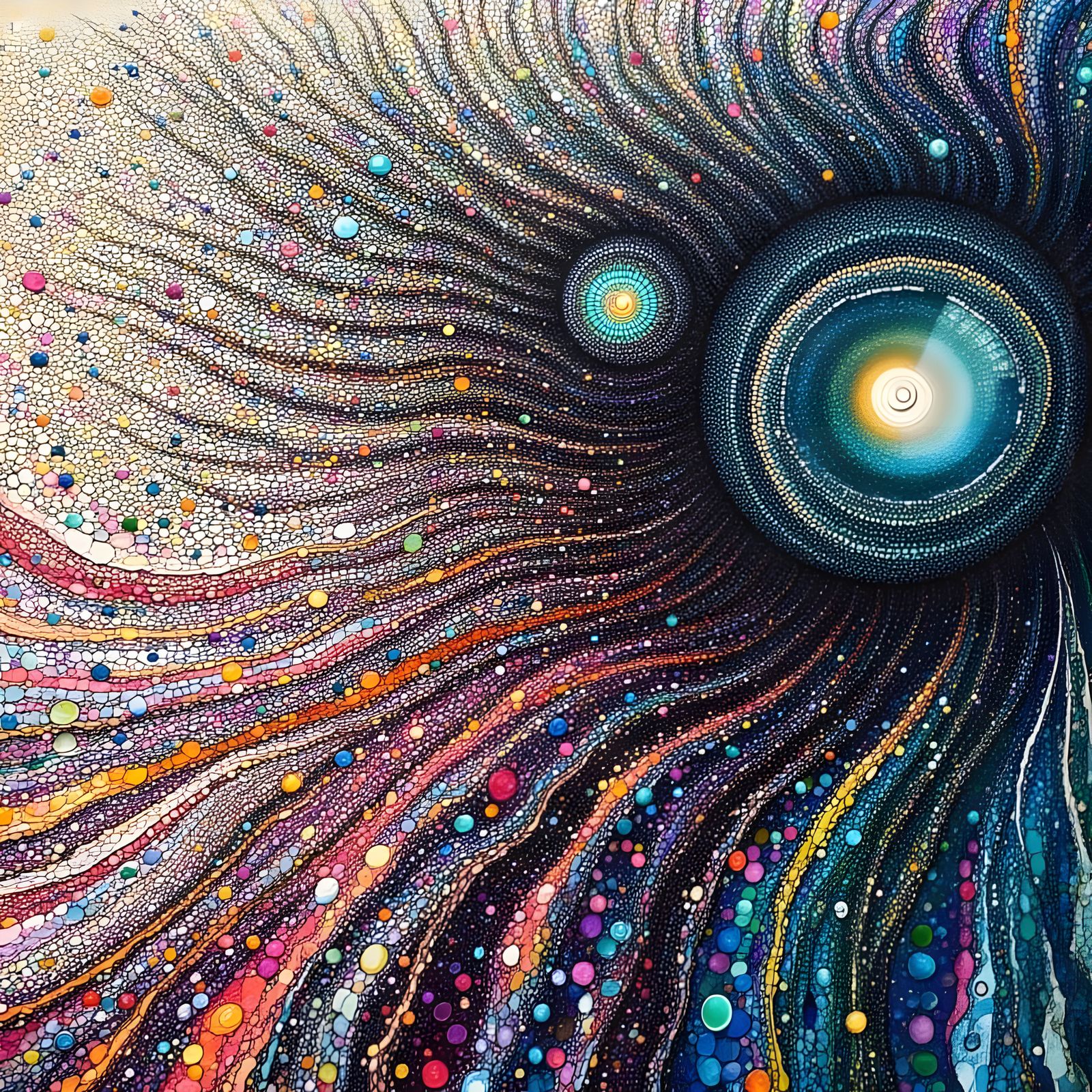Surreal Abstract Nymph Face With Cubic Waterfalls