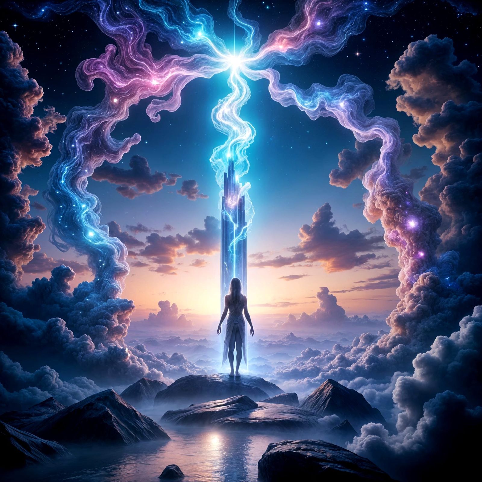 Surreal Infinity Landscape in Vibrant, Complementary Colors