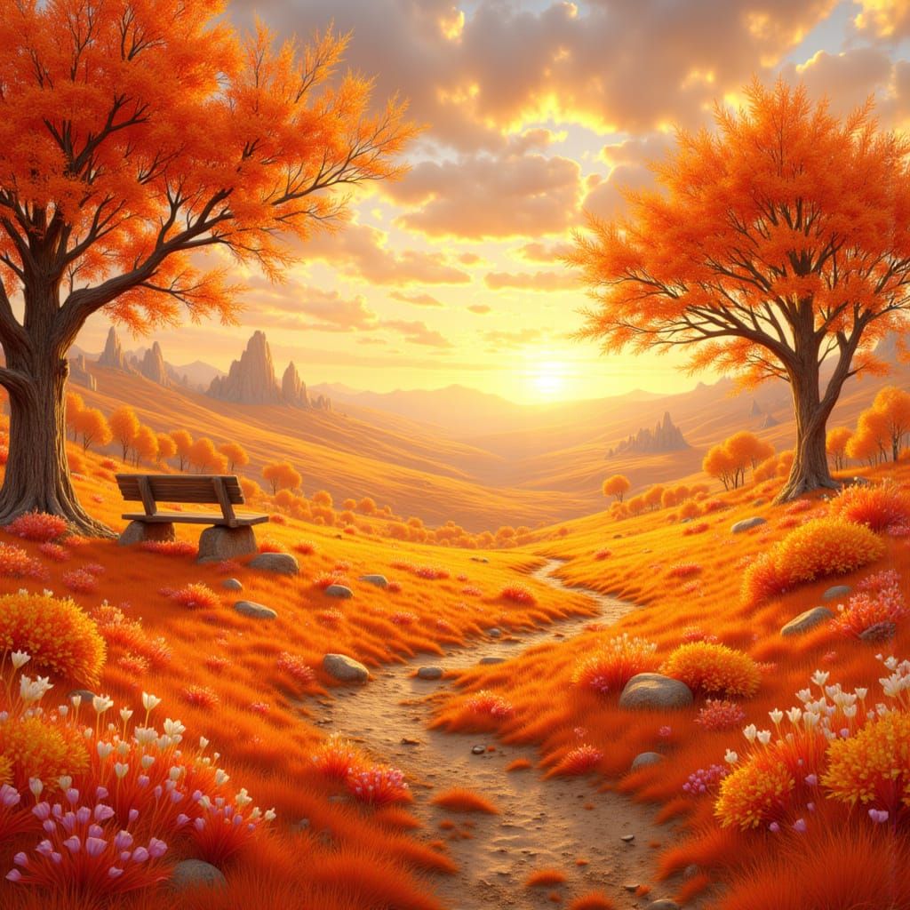 Pastel Orange Field Inspired by Monet and Ross