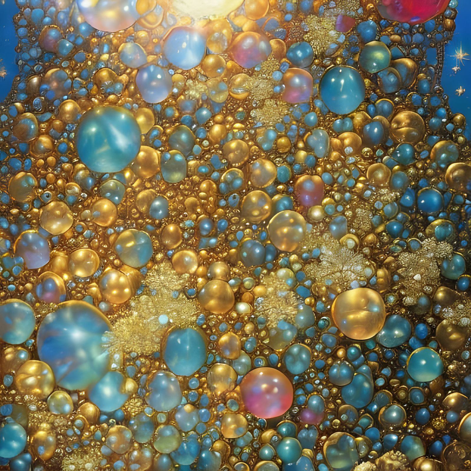 Sunken Treasure Chest with Jewels and Bubbles