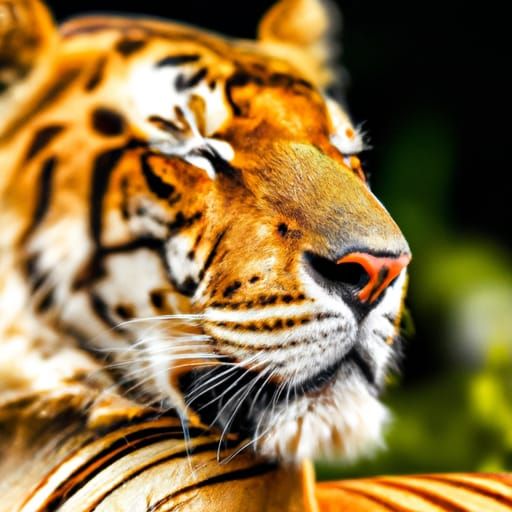 Half Lion Half Tiger Face in Jungle