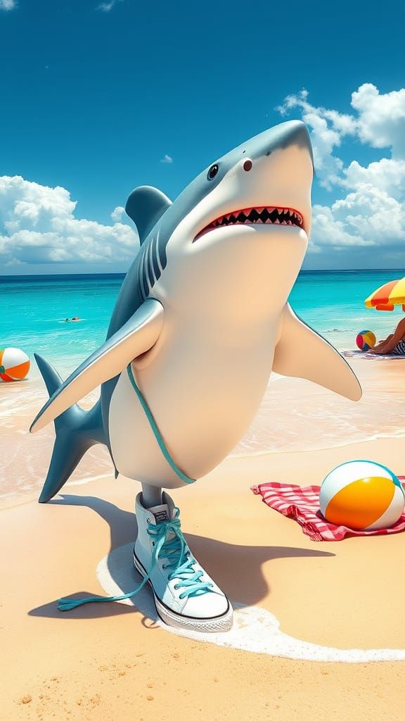 Beach-Going Shark in Tennis Shoes