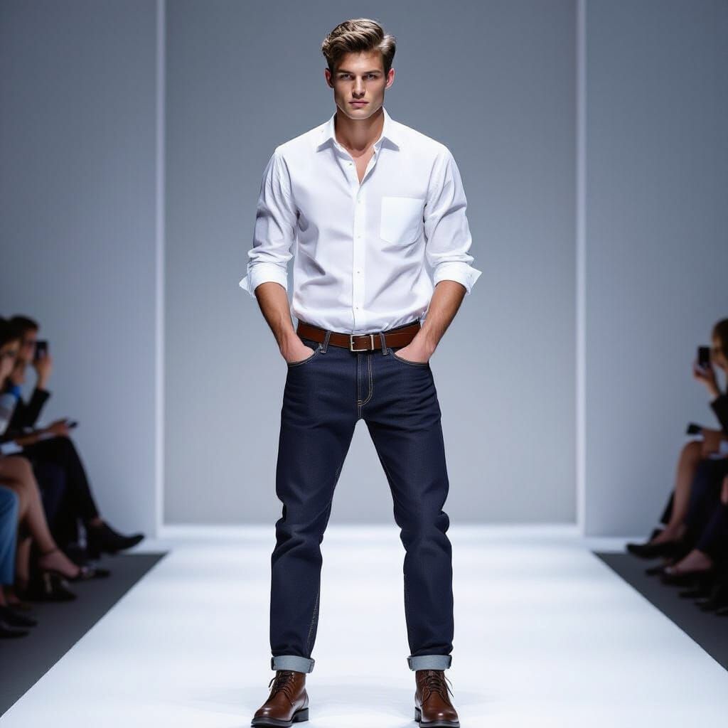Male Model in H&M Fashion on Minimalist Runway