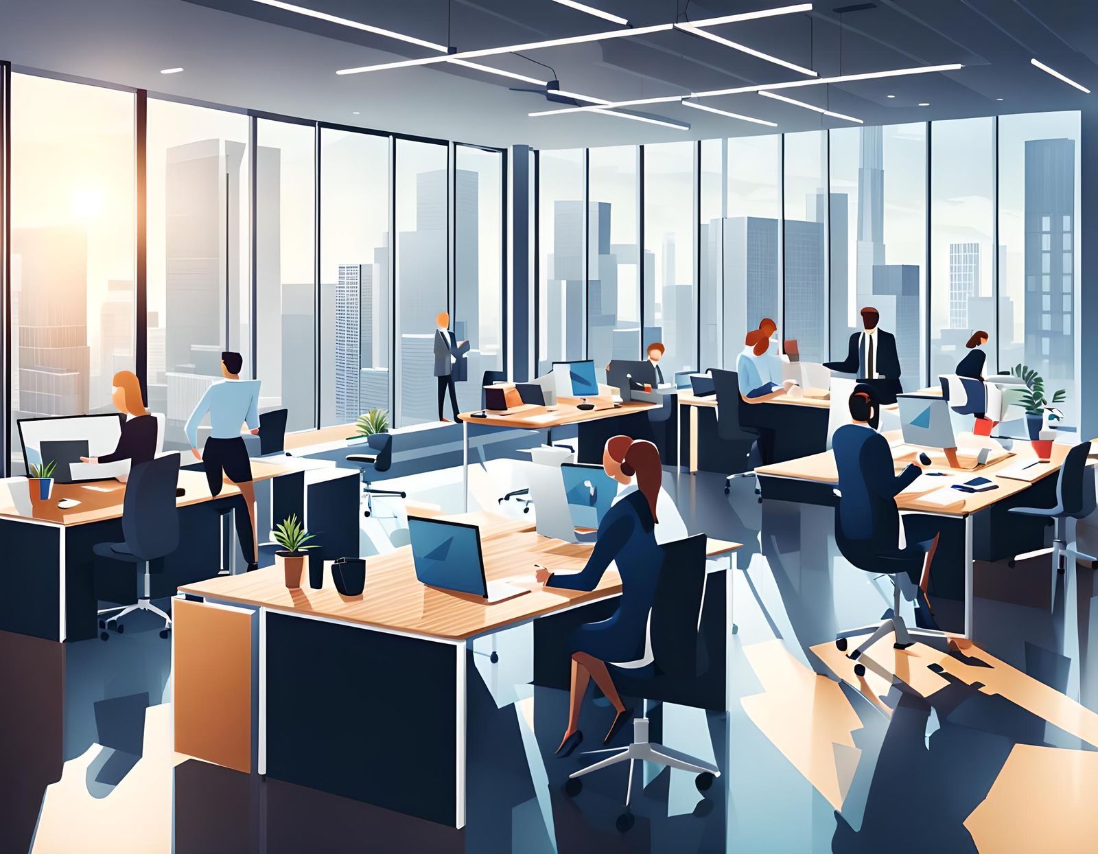 Modern Office: Professionals at Work