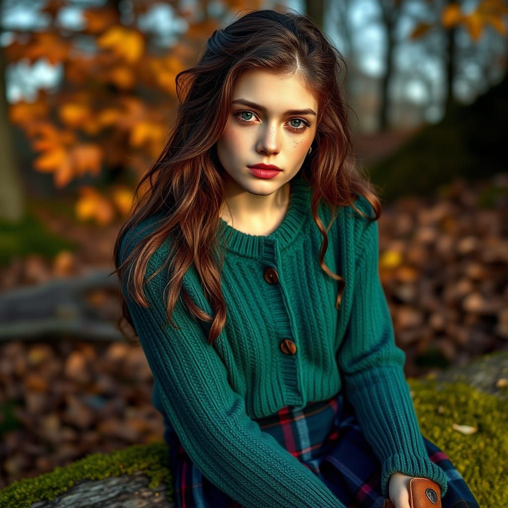 Elegant Young Irish Woman in Autumn Hues