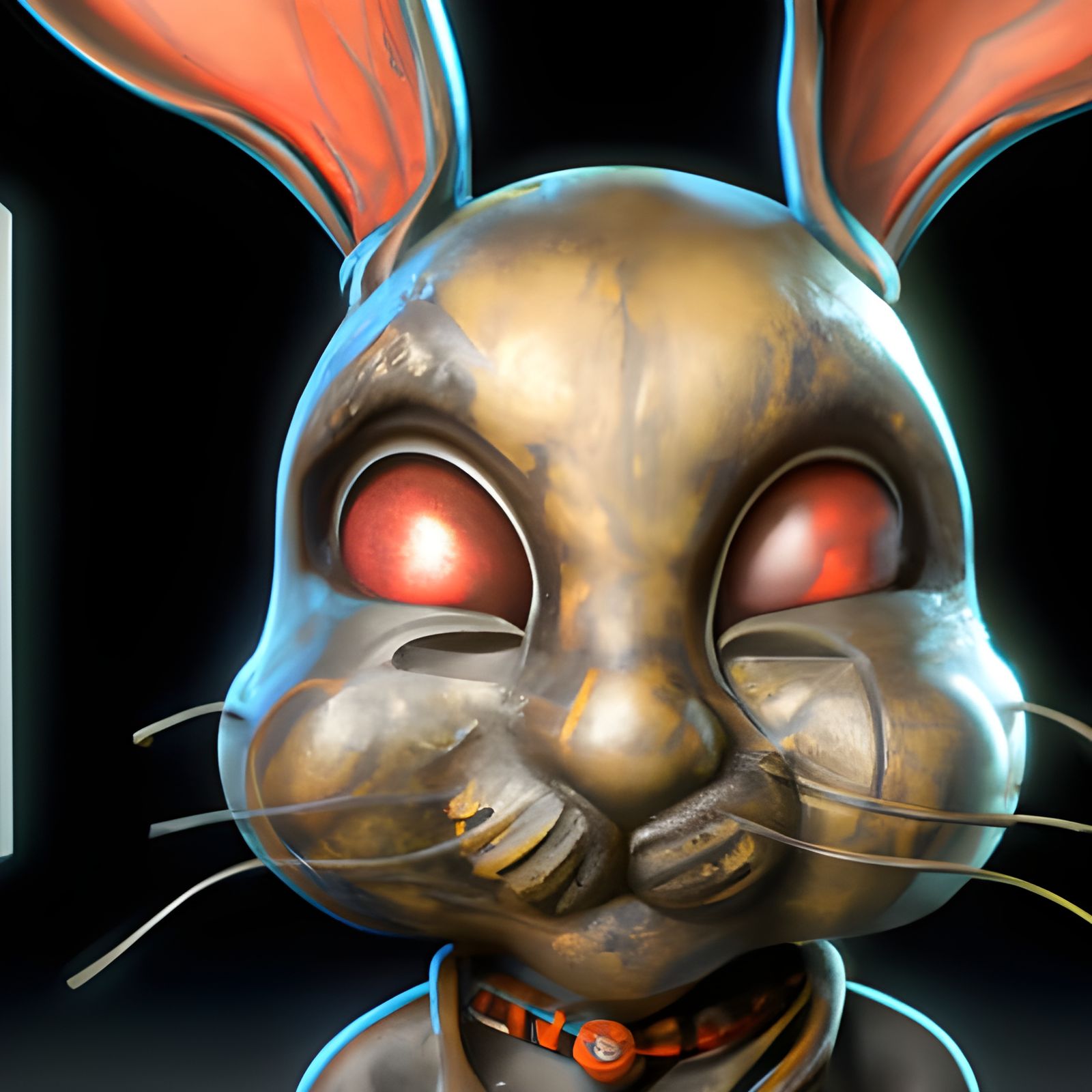 Cinnabar Lantern Rabbit Sentry: Biopunk Portrait