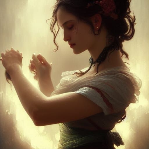 Detailed Portrait of Jacinta in Art Nouveau Style