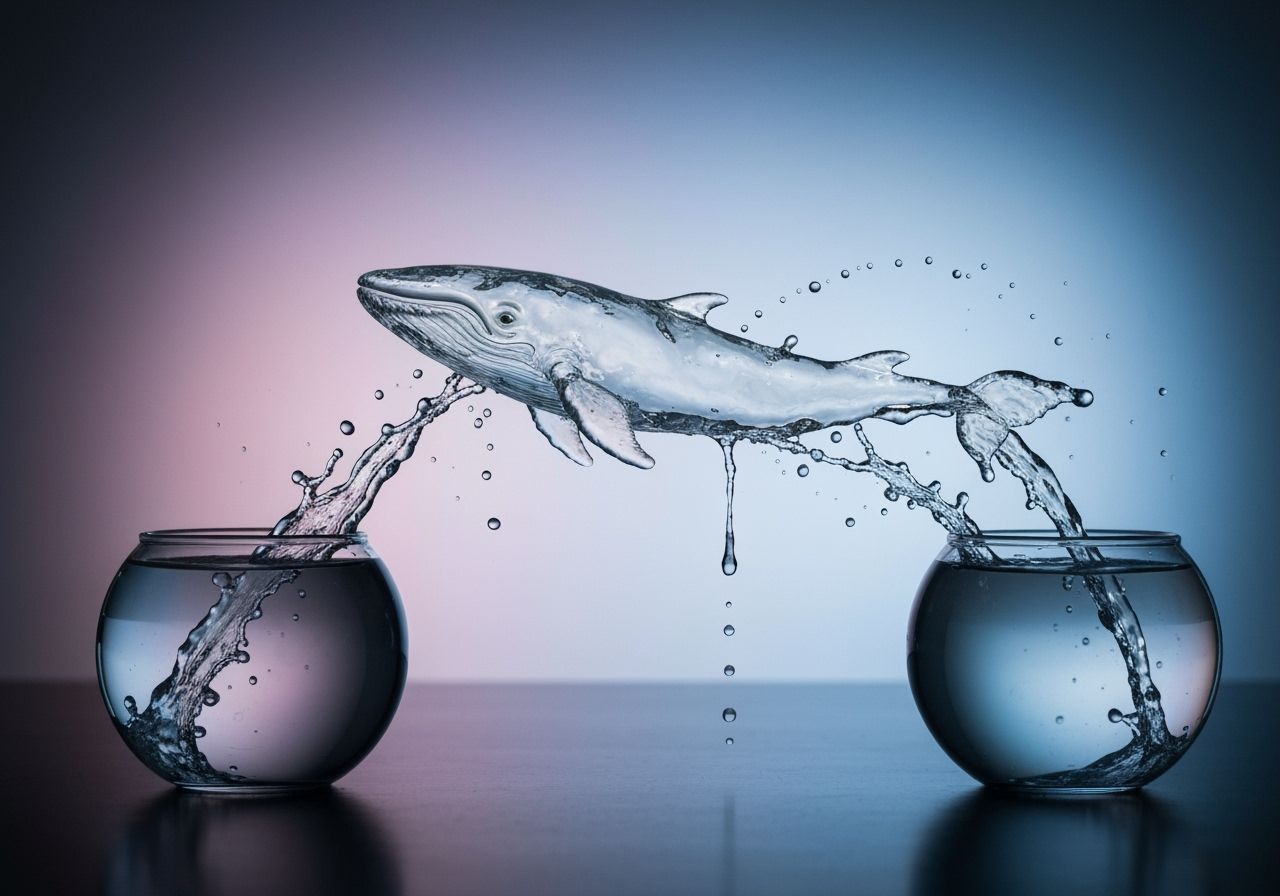 Transparent Water Whale Leaping Between Fishbowls