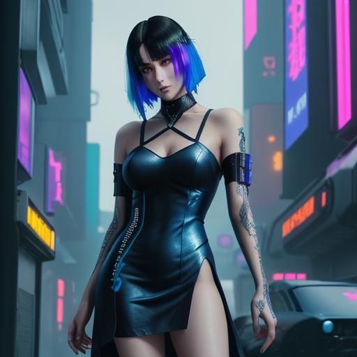 Cyberpunk Japanese Gothic Crystal Blue Dress