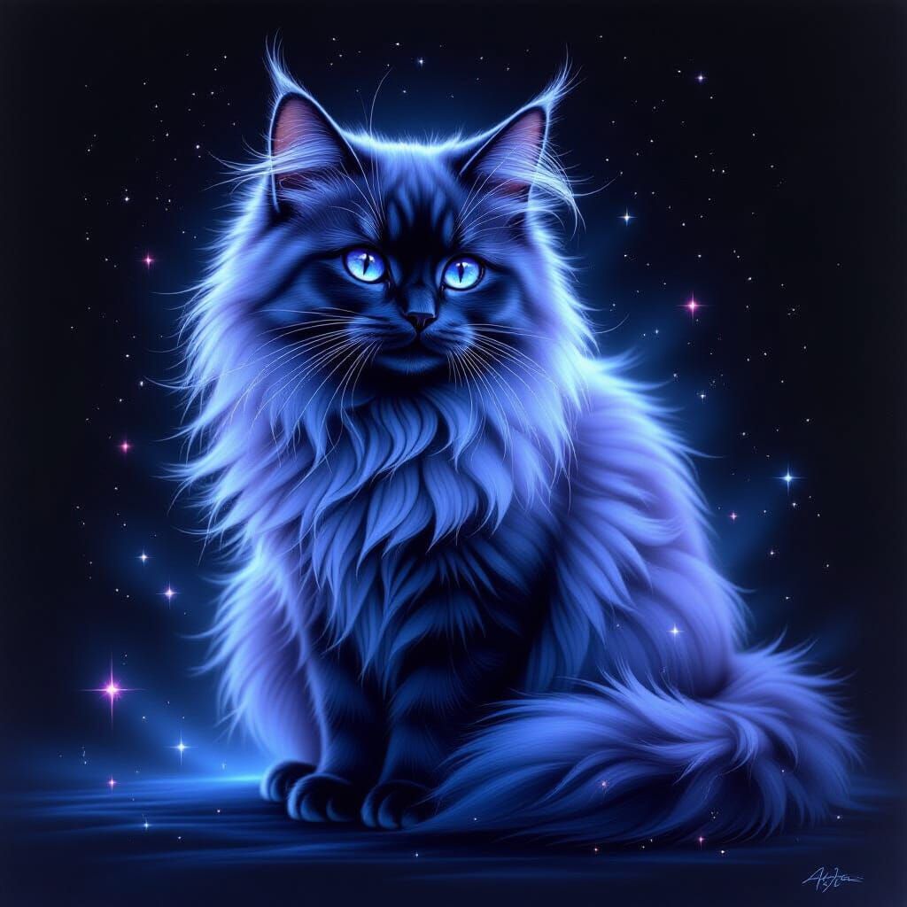 Mysterious Mist Cat in Luminescent Hues