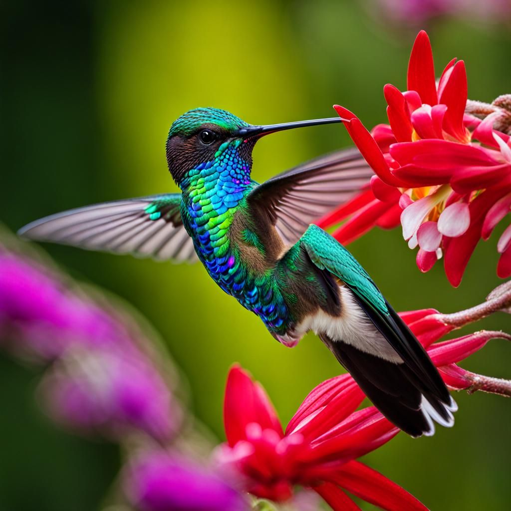 Iridescent Hummingbird Plumage: A Colorful Display