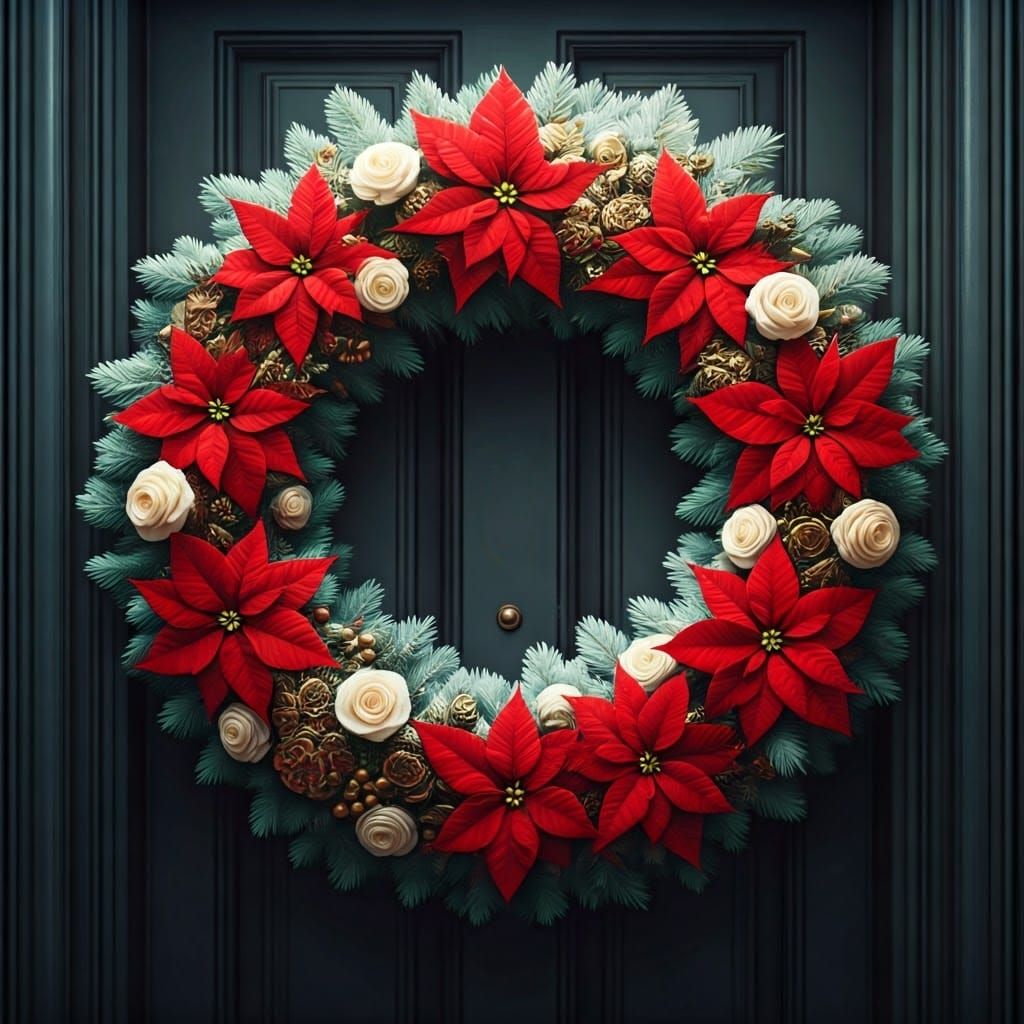 Victorian Christmas Wreath in Gold and Snow