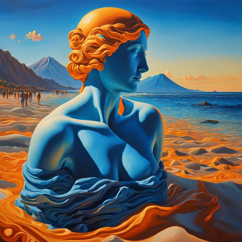 Venus de Milo on Naples Beach in Pop Art Style
