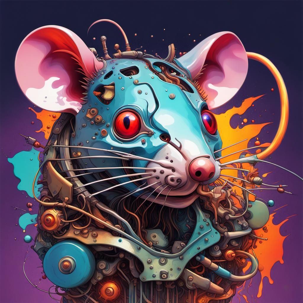 Mouse with Superhuman Sight in Modern Collage Art